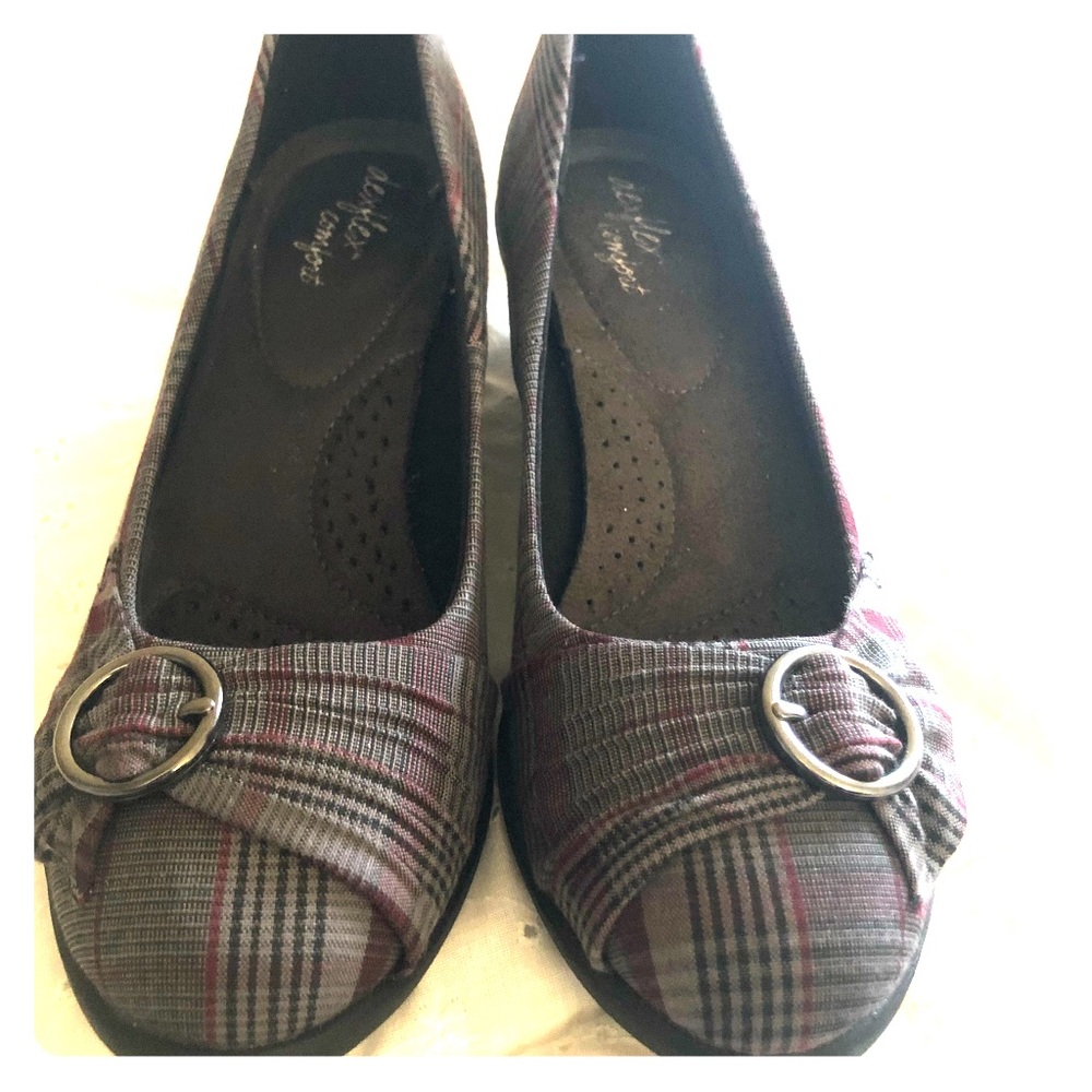 Cute grey plaid size dress shoes 7 NWOT